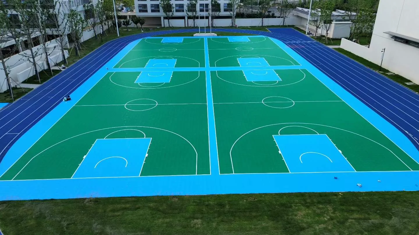 An oblique view showing the relationship between courts and the perimeter.